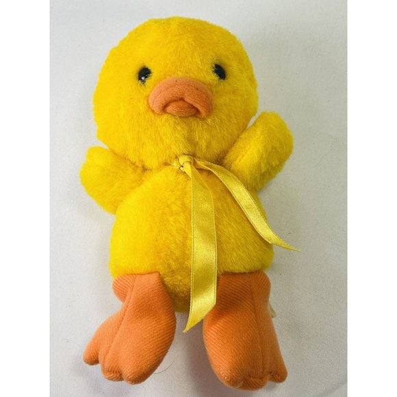 Vintage 8 Inch Cuddle Wit Yellow Baby Duck Small Chick Plush Toy With Bow - Picture 3 of 9